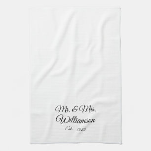 De achternaam, het jaar, het nummer van de koppeli theedoek