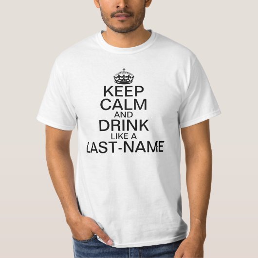 De achternaam van de Aangepaste Drink behouden T-shirt (Voorkant)