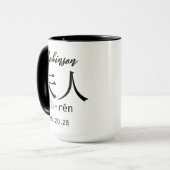 De achternaam van het aangepaste paar Mok | Mevrou (Voorkant links)