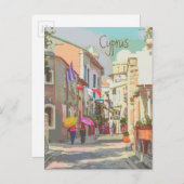 De achterste straten van Cyprus Travel Poster Styl Briefkaart (Voorkant / Achterkant)
