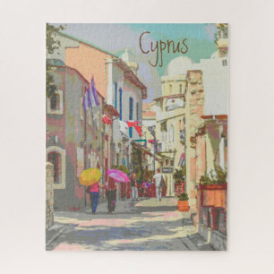De achterste straten van Cyprus Travel Poster Styl Legpuzzel
