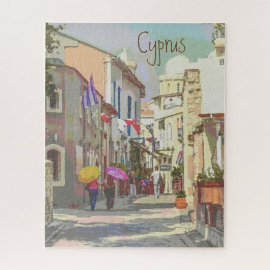 De achterste straten van Cyprus Travel Poster Styl Legpuzzel (Verticaal)