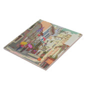 De achterste straten van Cyprus Travel Poster Styl Tegeltje (Zijkant)