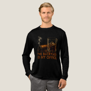 De achtertuin is mijn kantoor Funny Whiskey sigaar Tri-Blend Shirt