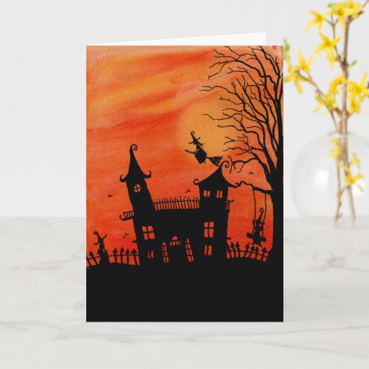 De achtervolgde Kaart van Halloween van het Huis (Gele Bloem)