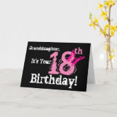 De achttiende verjaardag van kleindochter, roze vl kaart (Gele Bloem)