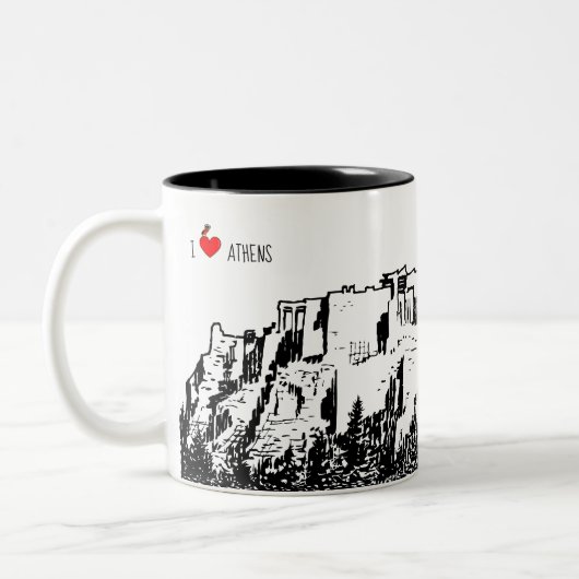 De Acropolis van Athene, Griekenland Tweekleurige Koffiemok (Links)