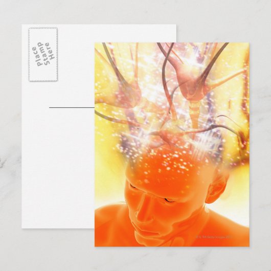 De activiteit van hersenen, conceptueel briefkaart (Voorkant / Achterkant)