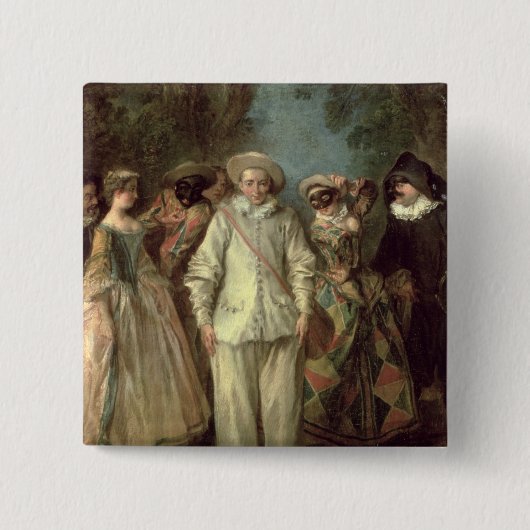 De actoren van de Commedia dell'Arte Vierkante Button 5,1 Cm (Voorkant)