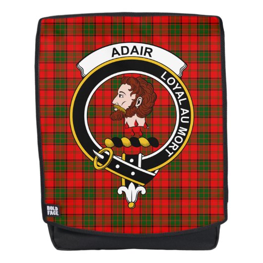 De Adair Clan Crest Tartan Pset Rugtassen (Voorkant)