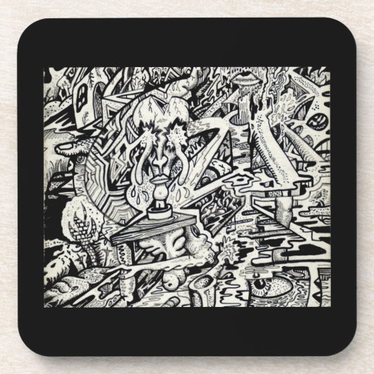 De adept, of een freakish transfiguratie plastic bier onderzetter (Voorkant)