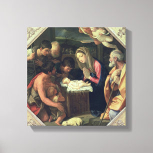 De adoratie van de schaaphersen, c.1640-42 canvas afdruk