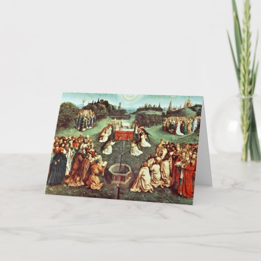 De adoratie van het mystisch lamsglas door de Eyck Kaart (Voorkant)