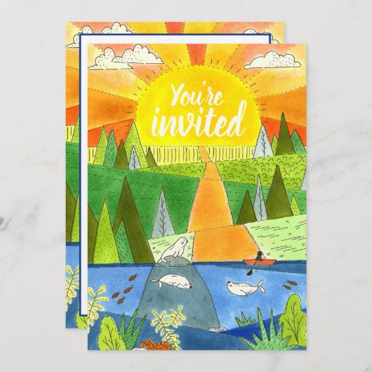 De Adventure Birthday Party Kaart (Voorkant / Achterkant)