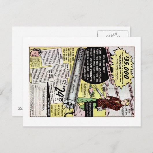 De Advertentie van de Detector van het uranium Briefkaart (Voorkant / Achterkant)