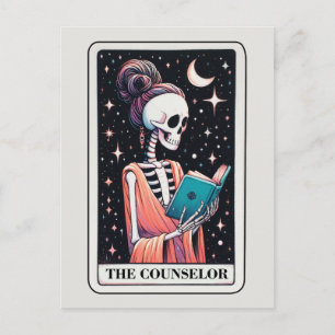 De Adviseur Tarot Lezen Skelet Boekliefhebber Briefkaart