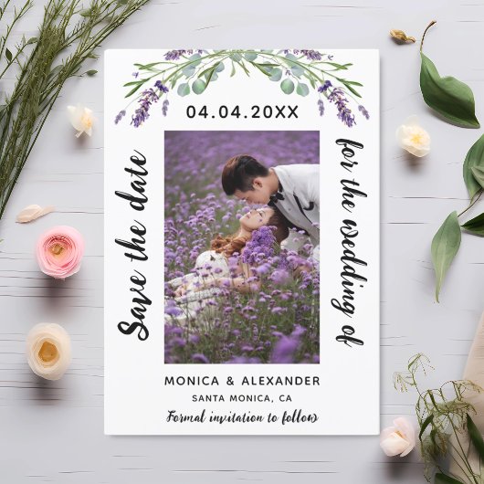 De aërobe eucalyptusfotobruiloft van Lavender spar Save The Date
