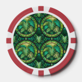 De afbeelding toont een pokerchip met een levendig