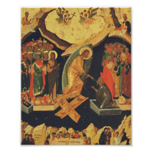 De afdaling van Christus in het dodenrijk Opstandi Foto Afdruk
