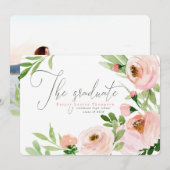 DE AFGESTUDEERDE BLUSH WATERCOLOR FLORAL AANKONDIGING (Voorkant / Achterkant)