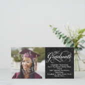 De Afgestudeerde, Elegante Zwarte Afstuderen Aankondiging (Staand voorkant)