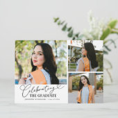 De afgestudeerde vieren Wit Multi Foto Aankondiging (Staand voorkant)