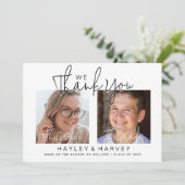 De afgestudeerden | 2-zijdig dubbel afstudeerfeest bedankkaart (Staand voorkant)