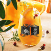 De afgestudeerden | 2-zijdig dubbel afstudeerfeest wijnglas zonder voet