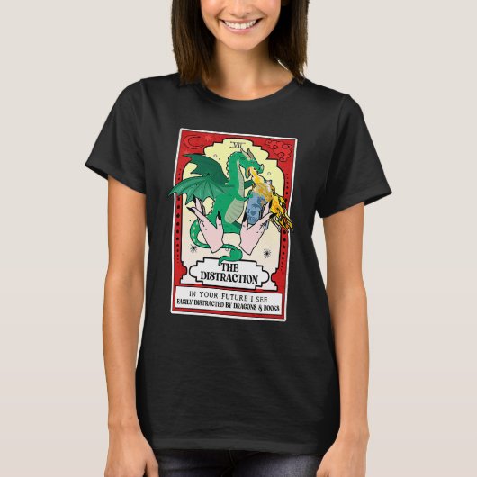 De afleiding Dragons & Boeken Funny Tarot Readin T-shirt (Voorkant)