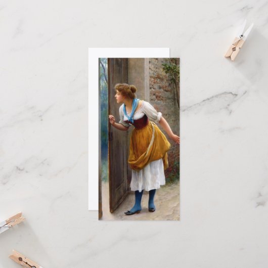 De afluisteraar (door Eugene de Blaas) Kaart (Voorkant / Achterkant in situ)