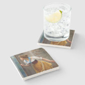 De afluisteraar (door Eugene de Blaas) Stenen Onderzetter (Zijkant)