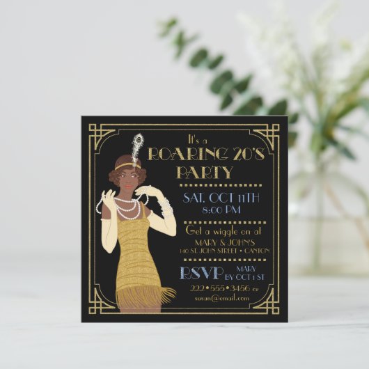 De Afrikaanse Amerikaanse flatpanel Gold & Black v Kaart (Staand voorkant)