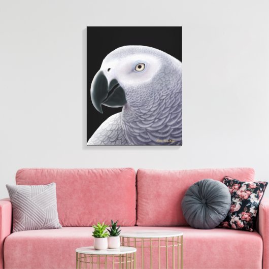 De Afrikaanse grijze papegaai verpakt canvas (Insitu (Woonkamer))