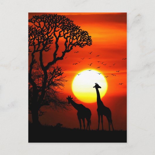 De Afrikaanse Silhouetten van de Giraffe van de Briefkaart (Voorkant)