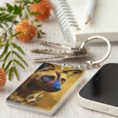 De Afrikaanse wilde hond geschilderd Sleutelhanger (Voorkant Rechts)