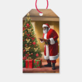 De Afro-Amerikaanse Kerstman checkt zijn lijst Cadeaulabel (Voorkant)