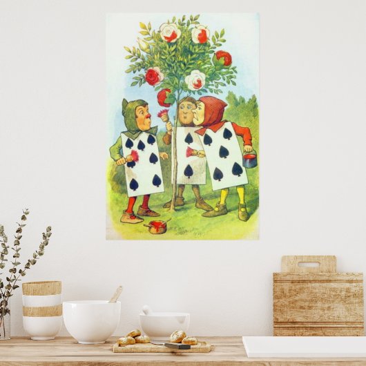 De afspeelkaarten die de Rozen in volledige kleur  Poster (Keuken)