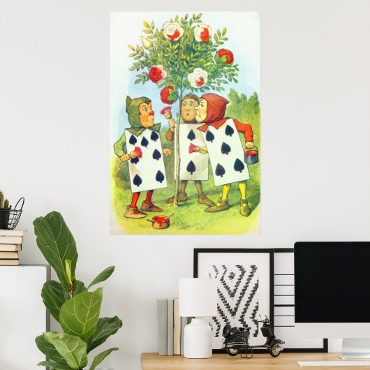 De afspeelkaarten die de Rozen in volledige kleur  Poster (Thuiskantoor)