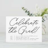 De Afstudeerder Black Script Graduation Party vier Kaart (Staand voorkant)