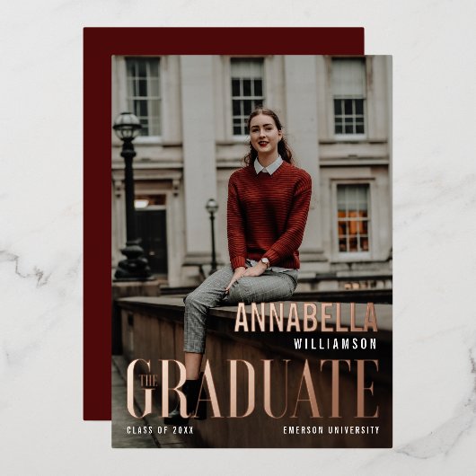 De Afstudeerklasse Trendy Klasse Afstudeer Magazin Folie Uitnodiging (Voorkant / Achterkant)