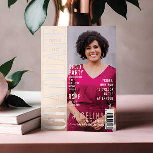 De Afstudeerpret Trendy Tijdschrift Omslag Afstude Folie Uitnodiging
