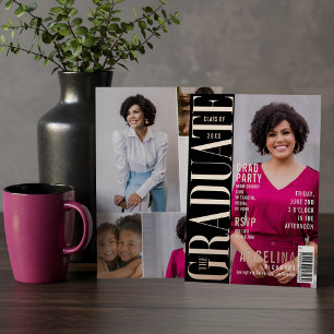De Afstudeerpret Trendy Tijdschrift Omslag Afstude Folie Uitnodiging
