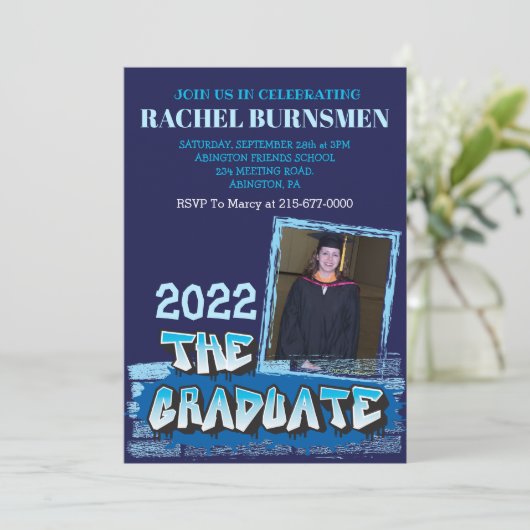 DE AFSTUDEREN AFGIFTE INVITE Graffiti Kaart (Staand voorkant)