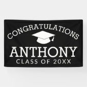 De Afstuderen Afstuderen van gelukwensen KAN zwart Spandoek (Horizontaal)