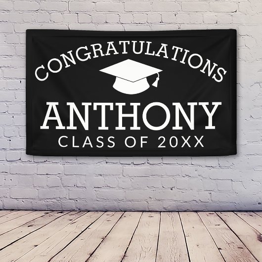 De Afstuderen Afstuderen van gelukwensen KAN zwart Spandoek