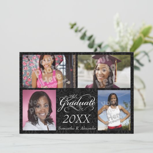 De Afstuderen, elegante zwarte Kaart (Staand voorkant)