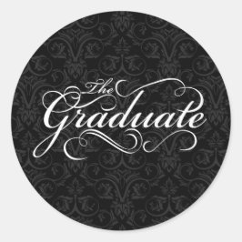 De Afstuderen, elegante zwarte Ronde Sticker