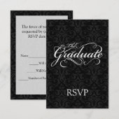 De Afstuderen, elegante zwarte RSVP Kaartje (Voorkant / Achterkant)