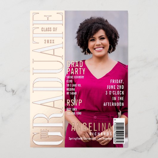 De Afstuderen Fun Trendy Magazine Hoesje Partij Folie Uitnodiging (Voorkant)
