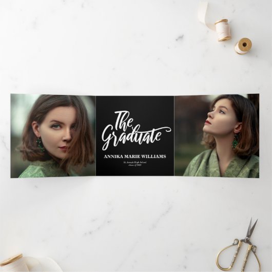 De Afstuderen multi-foto tri-fold aankondiging (Binnen)